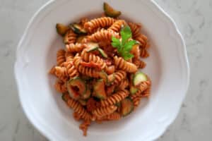 Creamy Tomato, Garlic &amp; Courgette Pasta