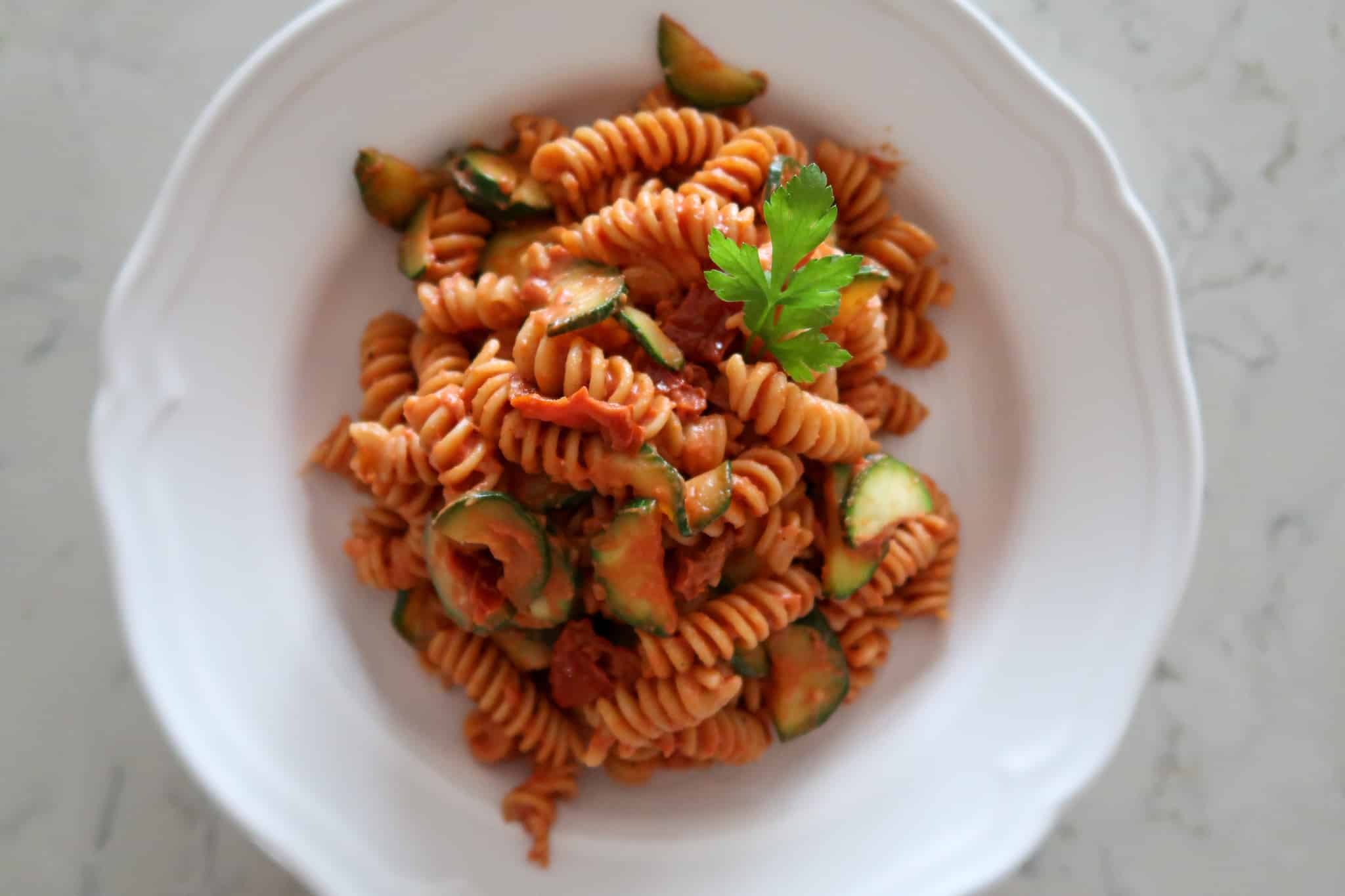 Creamy Tomato, Garlic &amp; Courgette Pasta