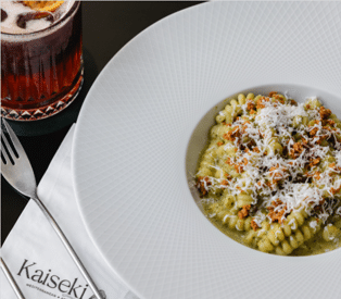 Fusilli with an Almond Kale and Pecorino Pesto